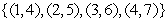 <strong>Find the inverse function of the function f given by the set of ordered pairs. </strong> A) B) C) D) E)
