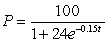 <strong>An industrial psychologist has determined that the average percent score for an employee on a test of the employee's knowledge of the company's product is given by where t is the number of weeks on the job and P is the percent score. Estimate (to the nearest week) the expected number of weeks of employment that are necessary for an employee to earn a 85% score on the test.</strong> A)38 weeks B)37 weeks C)42 weeks D)60 weeks E)33 weeks