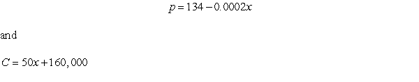 <strong>The demand and cost equations for a stethoscope are given by where is the unit price (in dollars), is the total cost (in dollars), and is the number of units. The total profit (in dollars) obtained by producing and selling units is given by Determine a price that would yield a profit of $6.9 million.</strong> A)$36.62 B)$48.83 C)$97.65 D)$109.86 E)$73.24
