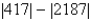 <strong>Use absolute value notation to describe the situation. The elevation at the bottom of a mountain is 417 feet above sea level. The elevation at the top of the mountain is 2187 feet above sea level. What is the height of the mountain?</strong> A) B) C) D) E)
