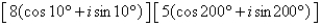 Perform the operation shown below and leave the result in trigonometric form.