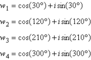 <strong>Find the fourth roots of Write the roots in trigonometric form.</strong> A) B) C) D) E)