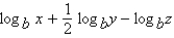 <strong>Assume that x, y, z and b are positive numbers. Use the properties of logarithms to write the expression in terms of the logarithms of x, y, and z.</strong> A) B) C) D) E)