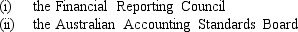 Describe the role that the following organisations play in relation to Australian accounting standards:
