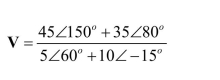 Represent V in polar notation, and find the time domain expression v(t) for the voltage when the frequency is f = 60 Hz.