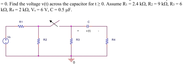 switch in the circuit shown below has been closed for a long time before it is opened at t