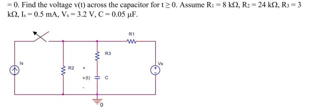 switch in the circuit shown below has been closed for a long time before it is opened at t