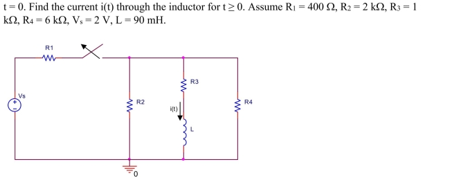 The switch in the circuit shown below has been closed for a long time before it is opened at
