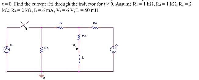 The switch in the circuit shown below has been opened for a long time before it is closed at