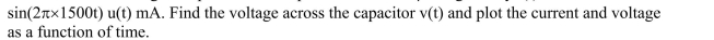 current through a capacitor with capacitance of 0.68 is given by i(t) = 4