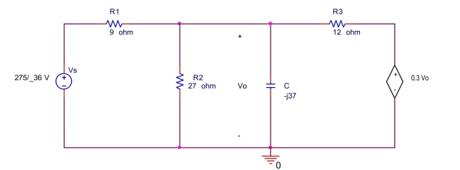 Use nodal analysis to find in the circuit shown below.