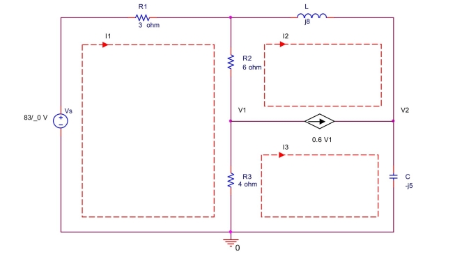 Use mesh analysis to find mesh currents in the circuit shown below.