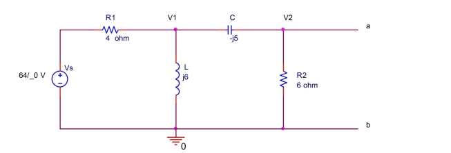 Find the Norton equivalent current and the Norton equivalent ipedance between the terminals a and b for the circuit shown below.