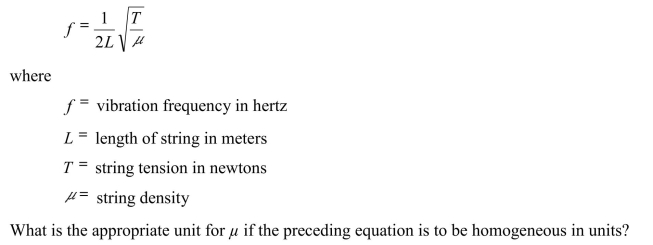 The fundamental frequency of a vibrating guitar string is modeled by the following equation: