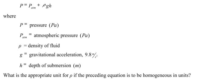The pressure exerted on an object while submerged in a fluid can be calculated using the following equation: