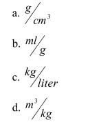 The SI unit for specific volume is