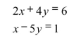 Solve the following set of equations using the Gaussian method: