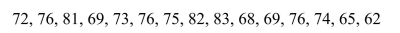 A list of temperature readings (in degrees Celsius) is shown below.Calculate the mean temperature: