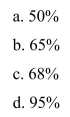 For normal distribution, what percent of the data will fall in the interval of one standard deviation above and below the mean?