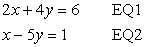 Solve the following set of equations using the Gaussian method: