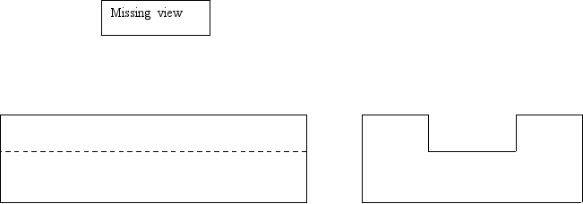 Shown below are two orthographic views.Draw the missing view.