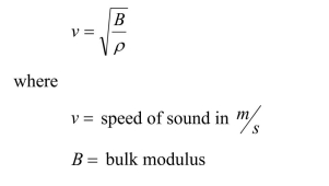 The speed of sound in a fluid can be calculated using the following equation: What is the appropriate unit for B if the preceding equation is to be homogeneous in units?