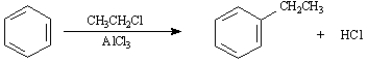 Instructions: Consider the Friedel-Crafts alkylation reaction below to answer the following questions: -What is the role of the AlCl<sub>3</sub> in the reaction?