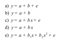 Which of the following is the simple linear regression model?  
