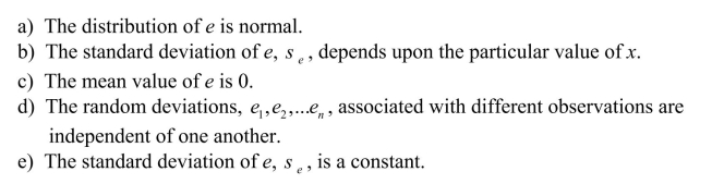 Which of the following is not an assumption that is made about the random deviation of e in a simple linear regression model?