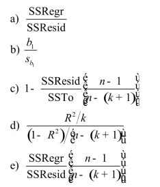 A test statistic for testing the utility of a multiple regression model is