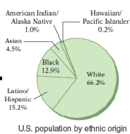 There are approximately 300,000,000 people living in the United States. The circle graph in Figure given below, shows the breakdown of the U.S. population by ethnic origin. Approximately how many more people of Asian ethnic origin live in the United States than people of American Indian/Alaska Native Islander ethnic origin?