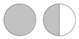 <strong>Shade 1 \frac { 1 } { 2 } out of 2 circles.</strong> A) B) C) D) E)