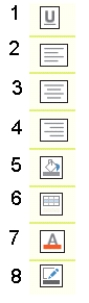 Match each numbered item in the accompanying figure with its button name. -Shape Outline