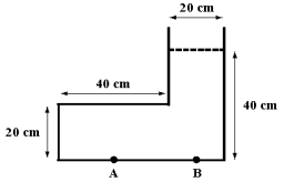 <strong>The figure below shows a container filled with water to the height shown. When we compare the pressure at A to the pressure at B, we find that: </strong> A) p_{A}=\frac{1}{4} p_{B} . B) p_{A}=\frac{1}{2} p_{B} . C)pA = pB. D)pA = 2pB. E)pA = 4pB.