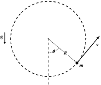 <strong>A 0.30-kg mass attached to the end of a string swings in a vertical circle (R = 1.6 m), as shown. At an instant when \theta = 50 \degree , the tension in the string is 8.0 N. What is the magnitude of the resultant force on the mass at this instant? </strong> A)5.6 N B)6.0 N C)6.5 N D)5.1 N E)2.2 N