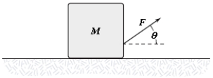<strong>The block shown is pulled across the horizontal surface at a constant speed by the force shown. If M = 5.0 kg, F = 14 N and \theta = 35 \degree , what is the coefficient of kinetic friction between the block and the horizontal surface? </strong> A)0.44 B)0.33 C)0.38 D)0.28 E)0.17