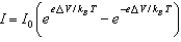  <strong>When a voltage \Delta V is applied to a p-n junction diode at absolute temperature T, the current voltage relationship is:</strong> A)   B)   C)   D)   E)   <div style=padding-top: 35px>  