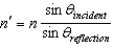 <strong>A light ray is partially reflected and partially refracted at a boundary between two media, the upper one having index of refraction n, the lower one having index of refraction n', as shown in the figure.The reflected ray is perpendicular to the refracted ray when: </strong> A) B) C) D) E)