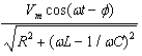 <strong>If the input to an RLC series circuit is V = Vm cos \omega t, then the current in the circuit is:</strong> A)cos \omega t B) C) D) E)