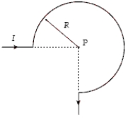 <strong>The segment of wire (total length including portions of incoming and outgoing wire = 6R) is formed into the shape shown and carries a current I.What is the magnitude of the resulting magnetic field at the point P? </strong> A) B) C) D) E)
