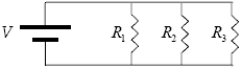 <strong>The circuit below shows three resistors in parallel.R3 > R2 > R1.The resistors are all made of the same wire with the same diameter but have different lengths.Rank the magnitudes of the electric fields in the resistors from least to greatest. </strong> A)E3 < E2 < E1. B)E2 < E1 = E3. C)E1 = E2 = E3. D)E1 = E3 < E2. E)E1 < E2 < E3.