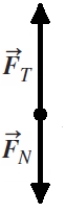 <strong>A rock attached to a string swings in a vertical circle. Which free-body diagram could correctly describe the force(s) on the rock when it is at the lowest point, where is the normal force, is weight, and is tension?</strong> A) B) C) D) E)