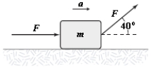 <strong>If F = 4.0 N and m = 2.0 kg, what is the magnitude a of the acceleration for the block shown below? The surface is frictionless. </strong> A)5.3 m/s<sup>2</sup> B)4.4 m/s<sup>2</sup> C)3.5 m/s<sup>2</sup> D)6.2 m/s<sup>2</sup> E)8.4 m/s<sup>2</sup>