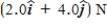 <strong>A 2.0-kg object has a velocity of m/s at t = 0. A constant resultant force of then acts on the object for 3.0 s. What is the magnitude of the object's velocity at the end of the 3.0-s interval?</strong> A)9.2 m/s B)6.3 m/s C)8.2 m/s D)7.2 m/s E)7.7 m/s