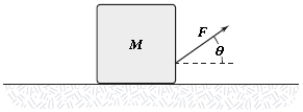 <strong>The block shown is pulled across the horizontal surface at a constant speed by the force shown. If M = 5.0 kg, F = 14 N and θ = 35°, what is the coefficient of kinetic friction between the block and the horizontal surface? </strong> A)0.44 B)0.33 C)0.38 D)0.28 E)0.17