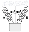 <strong>Two identical springs with spring constant 50 N/m support a 5.0-N weight as in the picture below. What is the tension in spring A? </strong> A)1.45 N B)2.50 N C)2.89 N D)3.75 N E)5.00 N