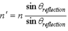 <strong>A light ray is partially reflected and partially refracted at a boundary between two media, the upper one having index of refraction n, the lower one having index of refraction n', as shown in the figure. The reflected ray is perpendicular to the refracted ray when </strong> A) . B) . C) . D) . E) .