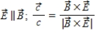 <strong>In an electromagnetic wave, 1) how are the electric and magnetic field directions related and 2) how is the direction of travel determined from their directions? (   is the velocity of the light wave.)</strong> A).   . B).   C).   D).   E).   <div style=padding-top: 35px> 
