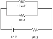 <strong>For the circuit shown, what is the rate of change of the current in the inductor when the current in the battery is 0.50 A? </strong> A)600 A/s B)400 A/s C)200 A/s D)800 A/s E)500 A/s