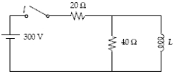<strong>There is no current in the circuit shown in the figure below until the switch is closed. The current through the 20-Ω resistor the instant after the switch is closed is either [1] 15 A or [2] 5.0 A, and the current through the 20-Ω resistor after the switch has been closed a long time is either [3] 5.0 A or [4] 15 A. Which combination of the above choices is correct?  </strong> A)[1] and [3] B)[1] and [4] C)[2] and [3] D)[2] and [4] E)None of these <div style=padding-top: 35px> 